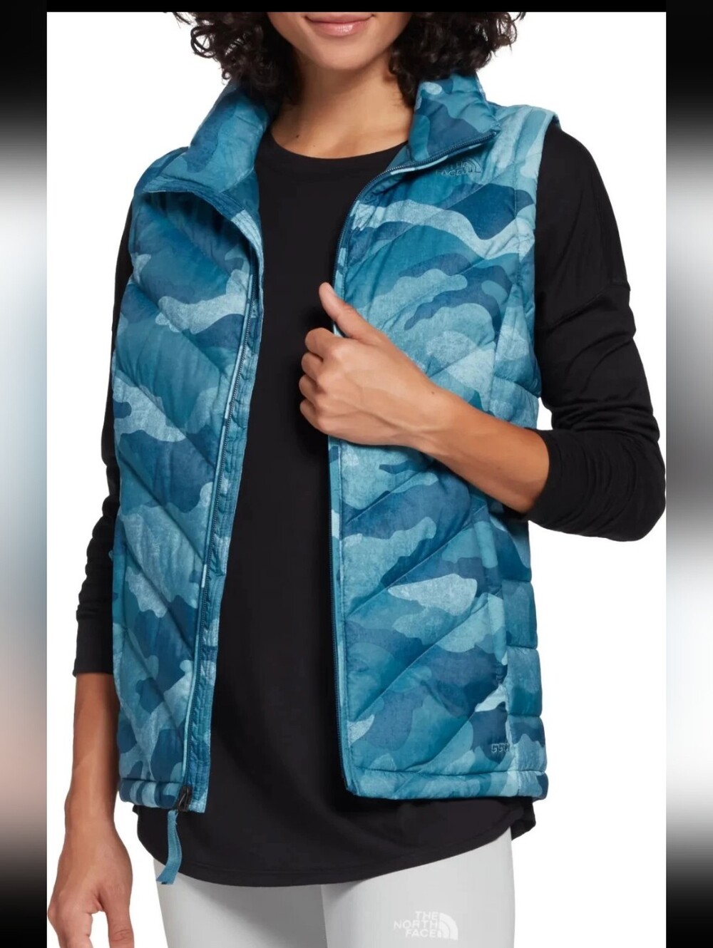 The North Face 550 Down Blue Camouflage Quilted Vest